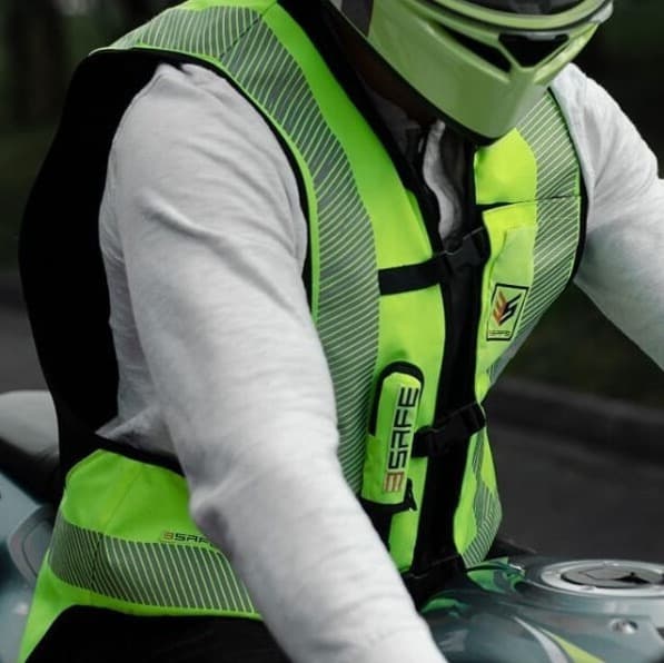 Chaleco Airbag Motociclista Verde Reflectivo Alta Visibilidad