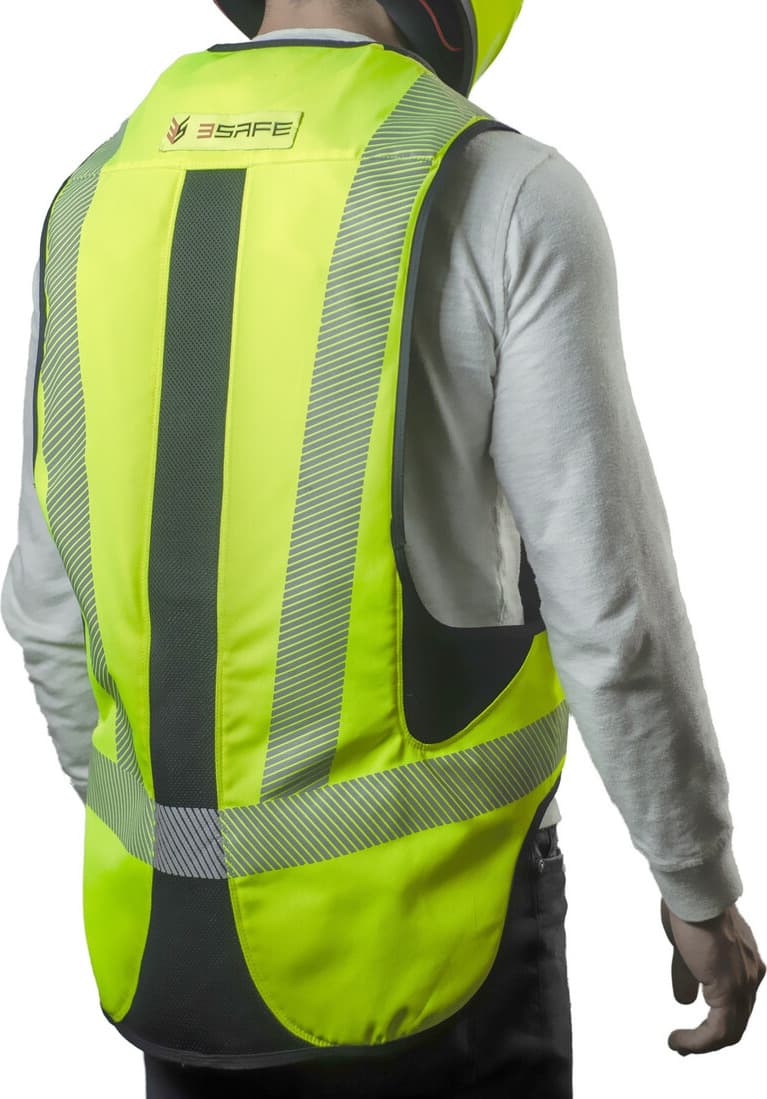 Chaleco Airbag Motociclista Verde Reflectivo Alta Visibilidad vista lateral equipamiento moto