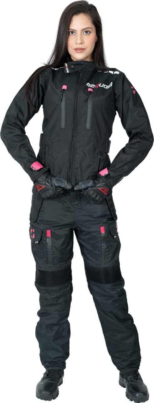Chaqueta Black Pro Dama - Chaqueta de Protección de Moto para Damas Impermeable Sequoia Speed detalle costuras termoselladas