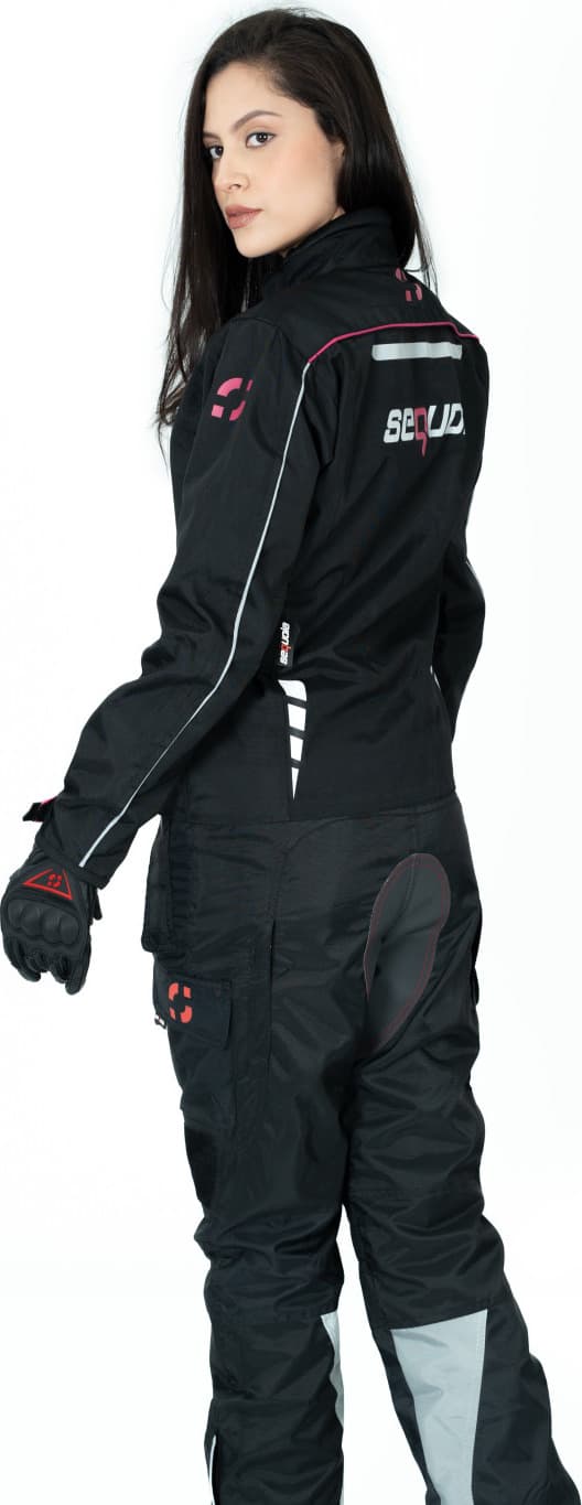 Chaqueta Black Pro Dama - Chaqueta de Protección de Moto para Damas Impermeable Sequoia Speed detalles reflectivos alta vi...