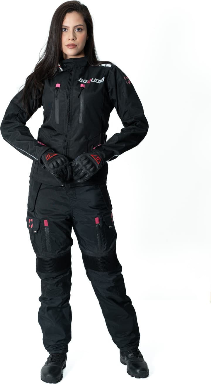 Chaqueta Black Pro Dama - Chaqueta de Protección de Moto para Damas Impermeable Sequoia Speed ajuste y cierre de seguridad