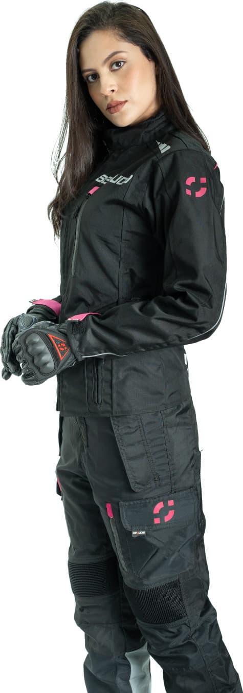 Chaqueta Black Pro Dama - Chaqueta de Protección de Moto para Damas Impermeable Sequoia Speed kit protecciones removibles CE