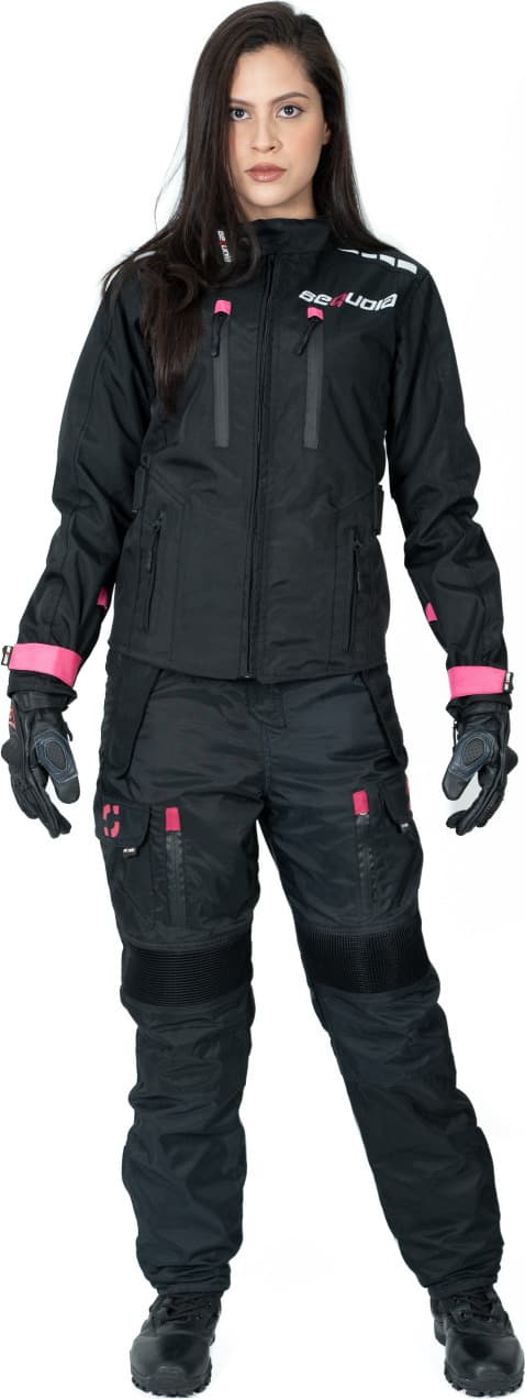 Chaqueta Black Pro Dama - Chaqueta de Protección de Moto para Damas Impermeable Sequoia Speed vista lateral equipamiento moto