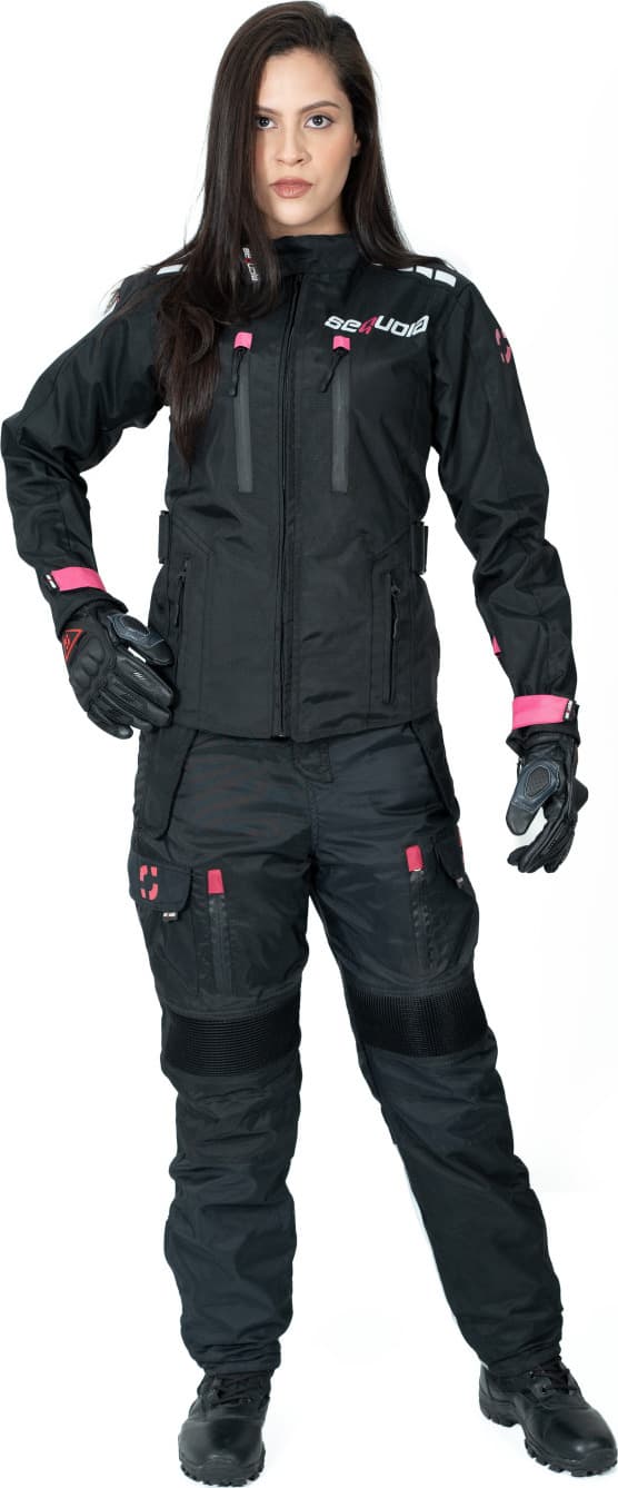 Chaqueta Black Pro Dama - Chaqueta de Protección de Moto para Damas Impermeable Sequoia Speed detalles reflectivos alta vi...