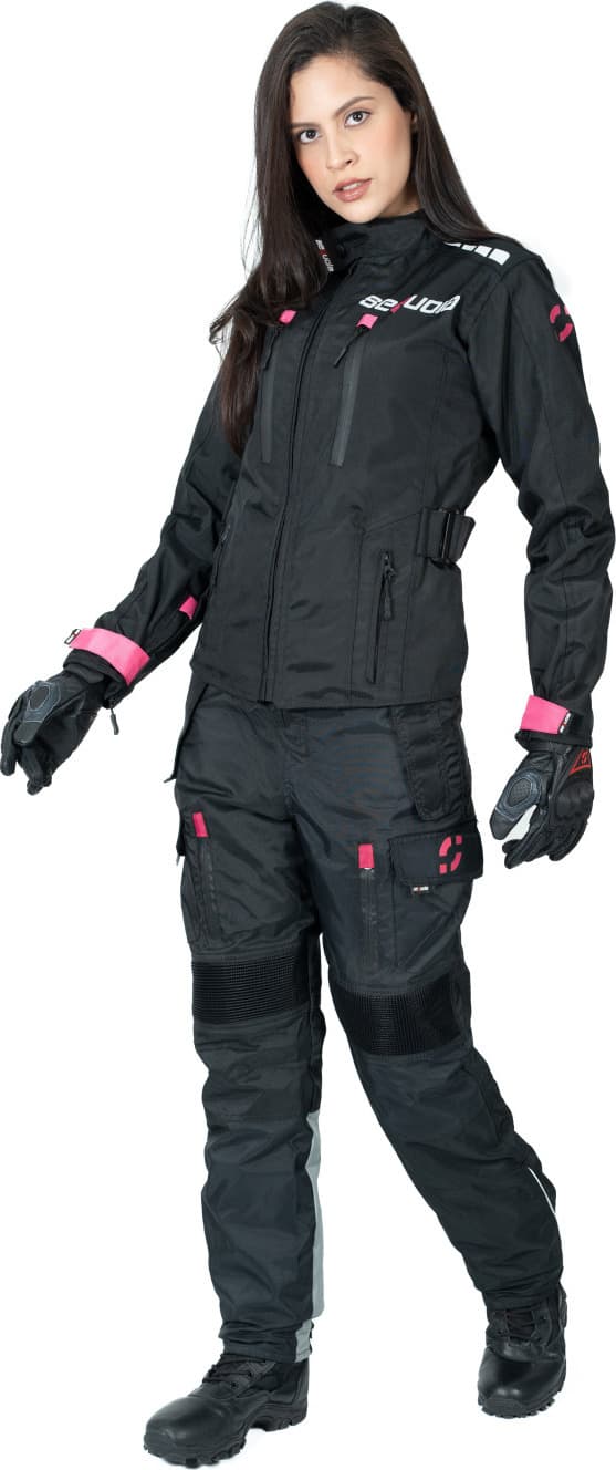 Chaqueta Black Pro Dama - Chaqueta de Protección de Moto para Damas Impermeable Sequoia Speed ajuste y cierre de seguridad
