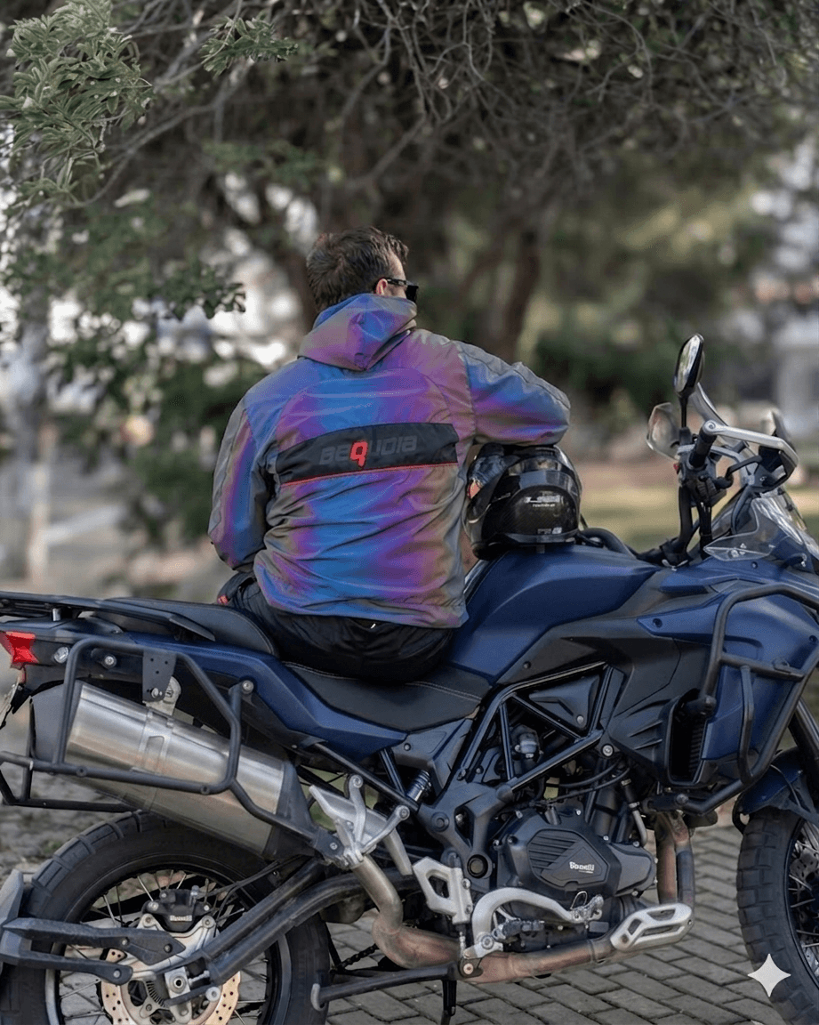 Chaqueta Reflectiva Doble Faz Tornasol impermeable de Moto para Mujer y Caballeros