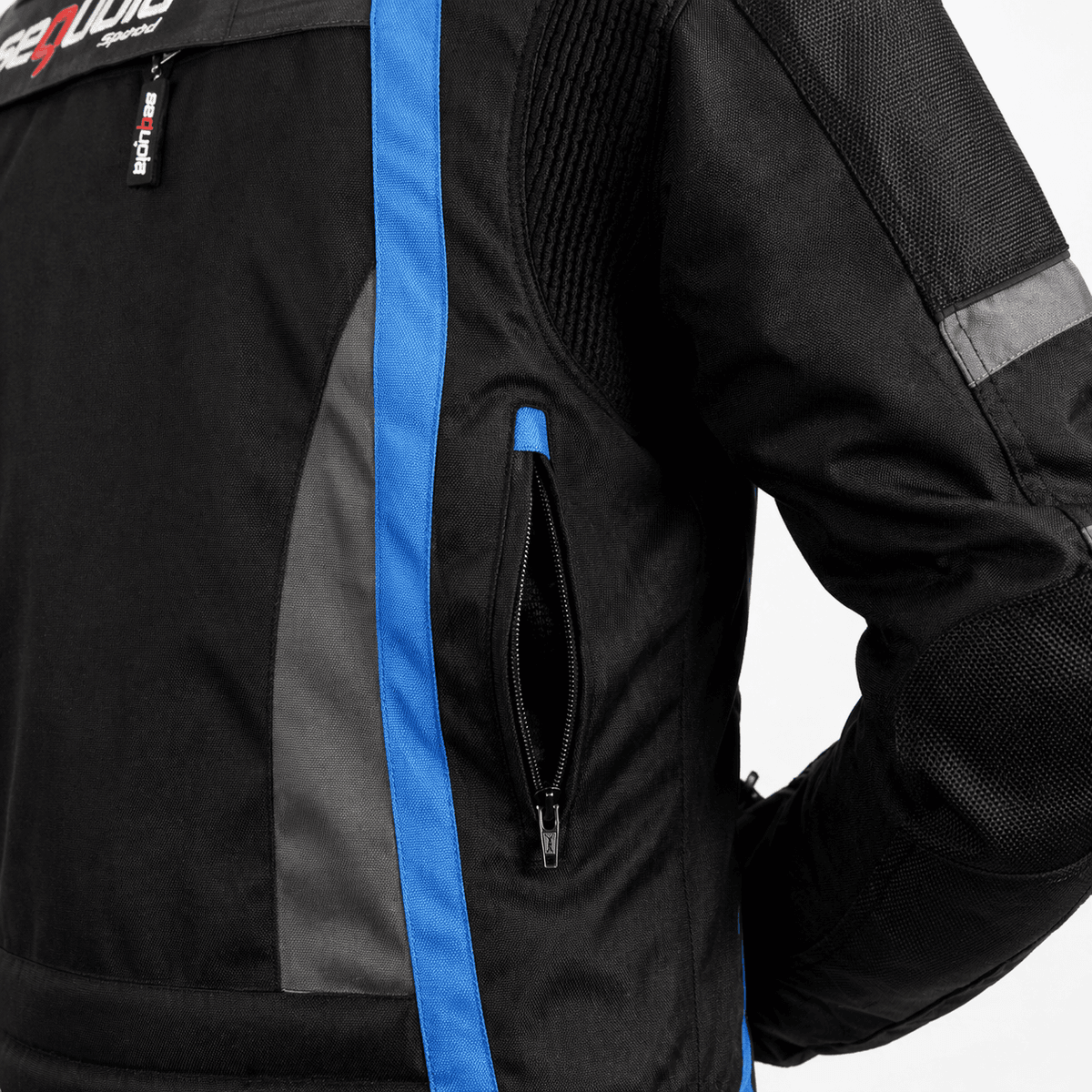 Chaqueta Carrera Blue - Chaqueta de Protección de Moto, Impermeable Sequoia Speed