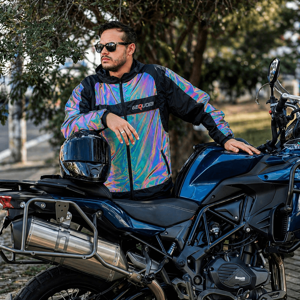 Chaqueta Reflectiva Doble Faz Tornasol impermeable de Moto para Mujer y Caballeros