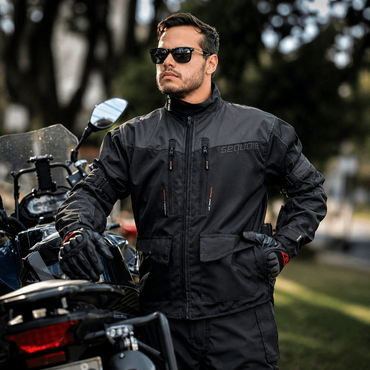 Chaqueta Sahara Negra - Protecciones Certificadas - 100% Impermeable - Chaquetas para Moto para moto